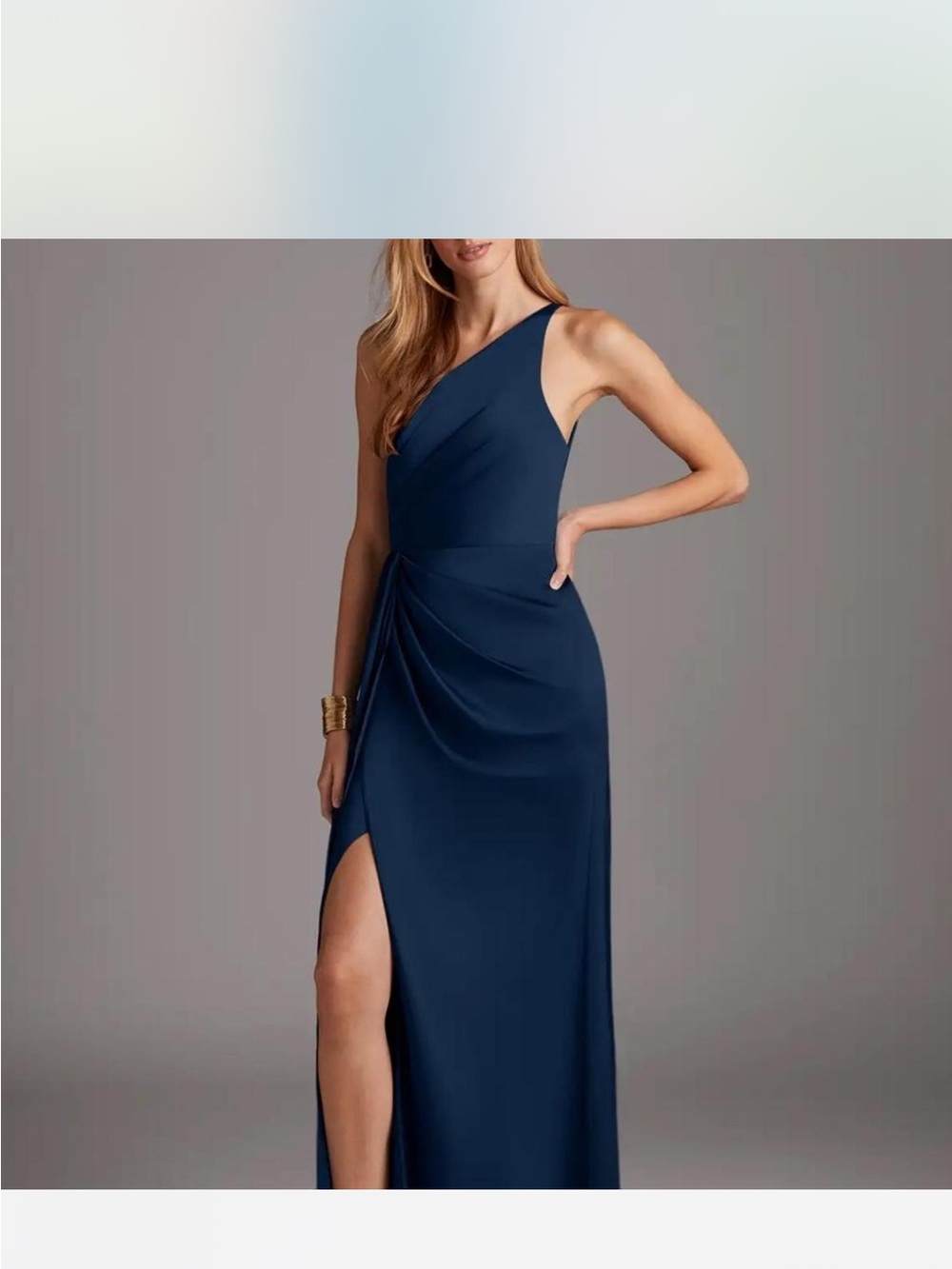 Azazie One-Shoulder Navy Evening Dress